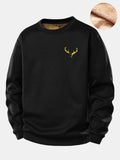 Reindeer Print Teddy Fleece Lined Sweatshirt