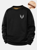 Deer Head Print Teddy Fleece Lined Sweatshirt