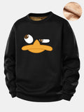 Duck Print Teddy Fleece Lined Sweatshirt