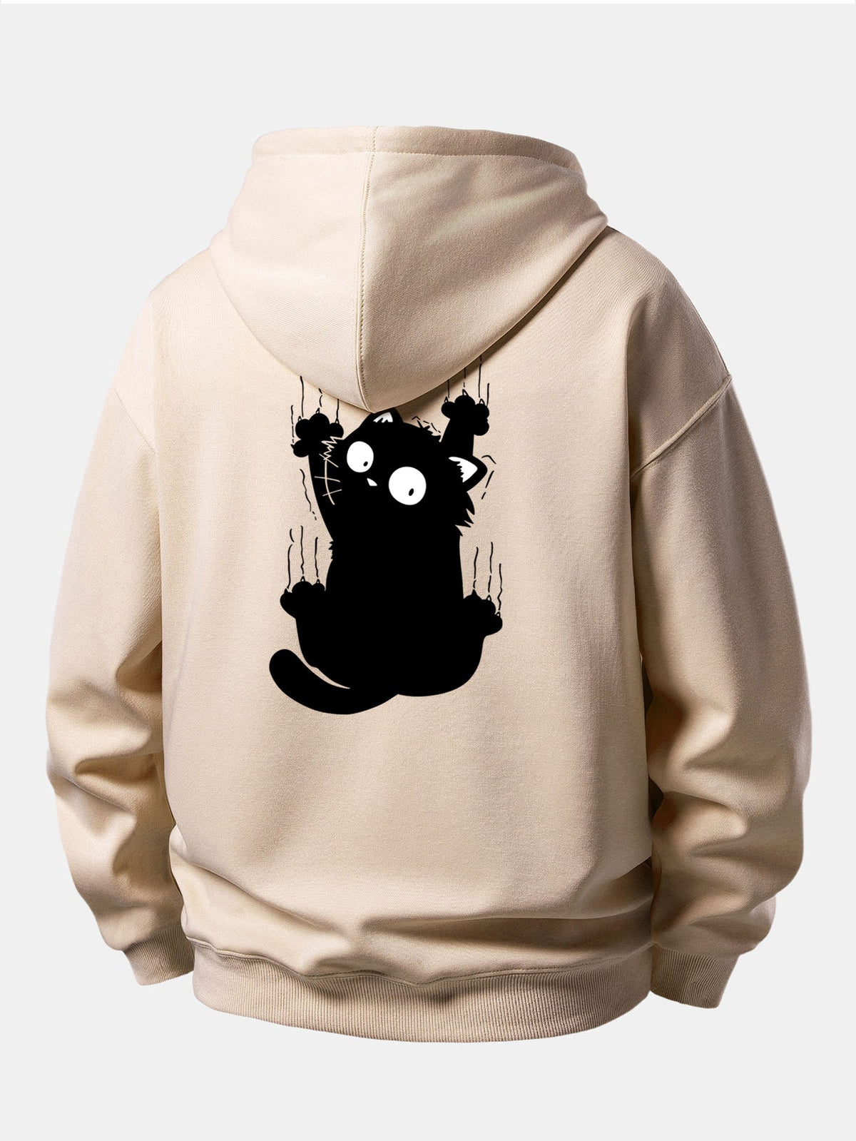 Sweat à capuche coupe décontractée imprimé Chat noir