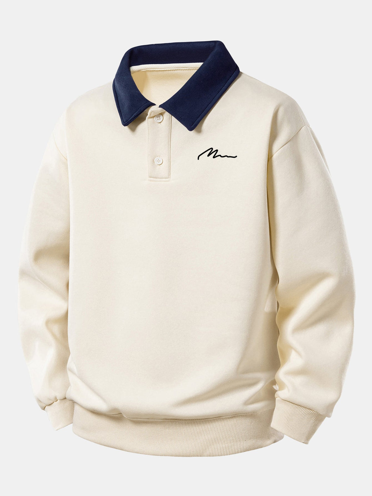 Relax Fit Letter Print Contrast Polo Sweatshirt