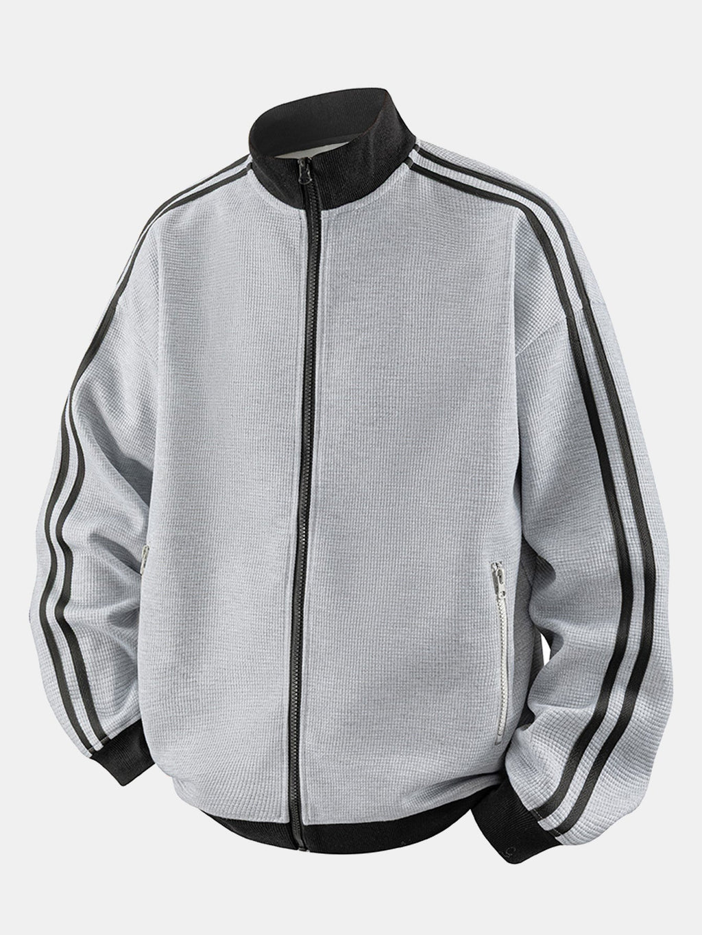 Vintage Waffle Knit Stripe Zip Up Jacket