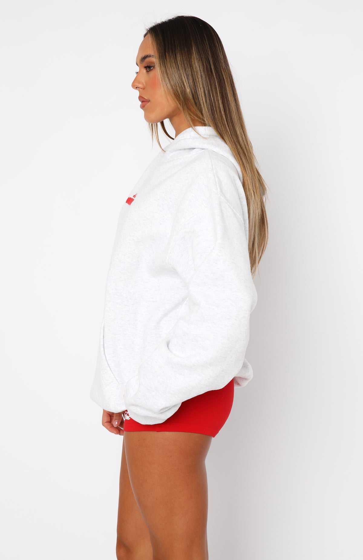 Sudadera extragrande "Con amor en el momento" gris marmoleado
