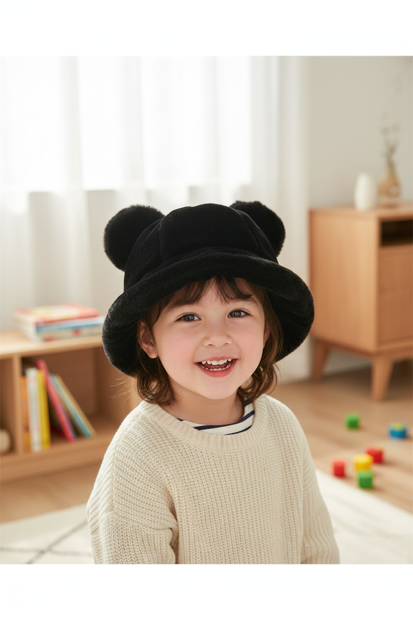 Brooks Kids Leopard Print Dome Beanie with Faux Fur Ear Detail – Toddler Winter Hat