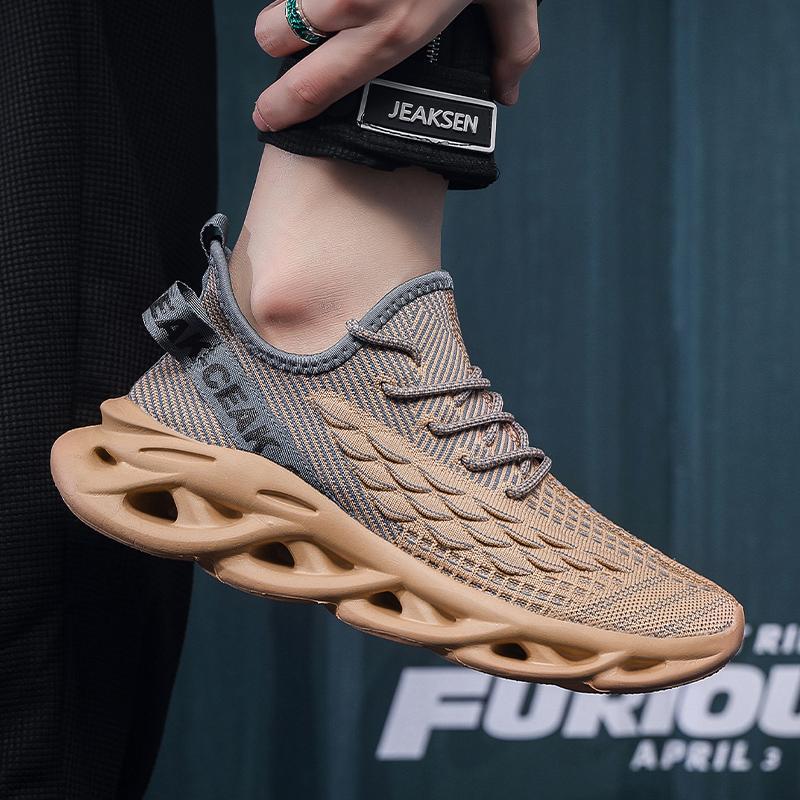 Flyknit Mesh Sneakers For Men Lightweight Breathable Athletic Design Shoes