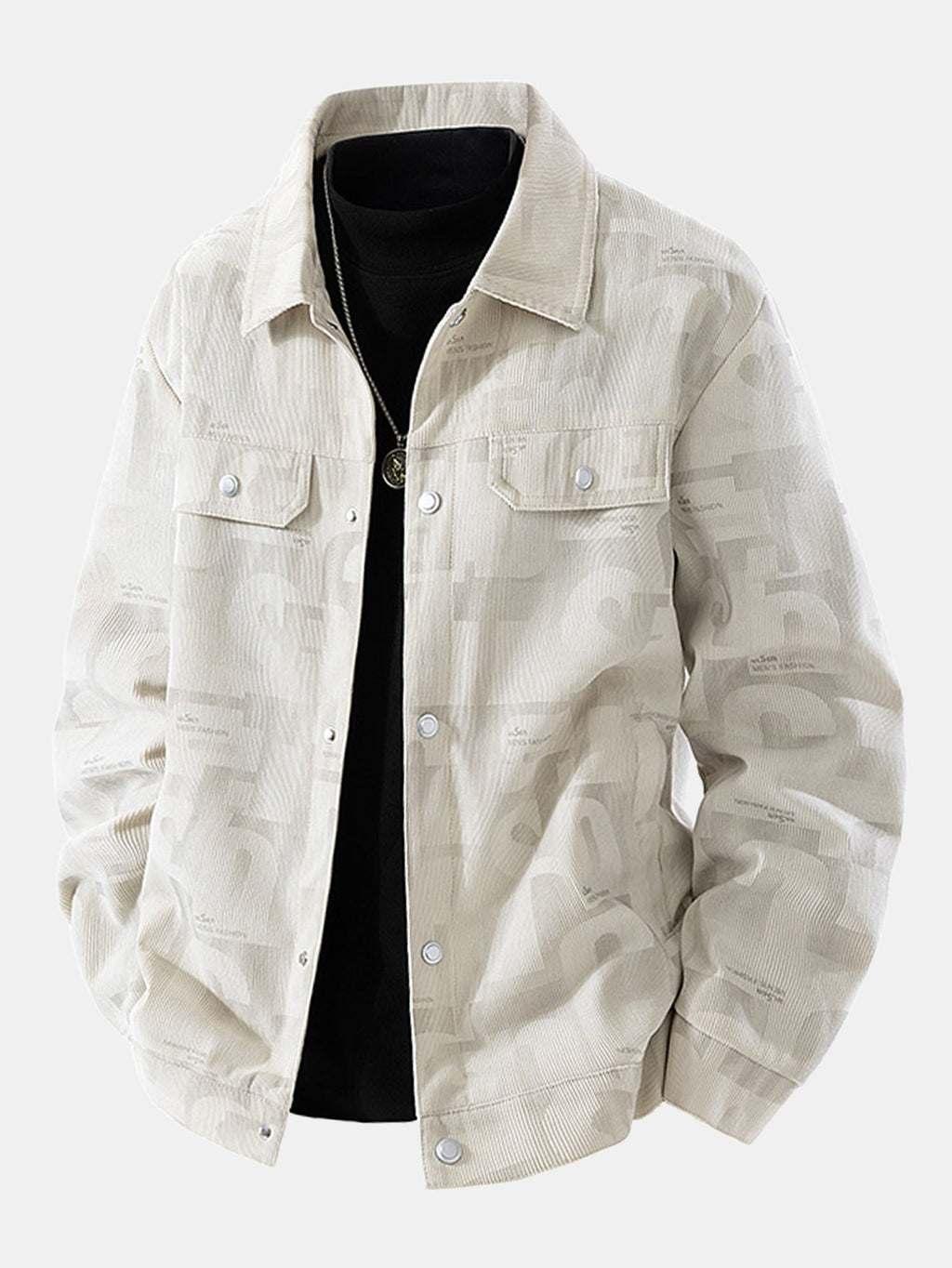Letter Print Corduroy Jacket