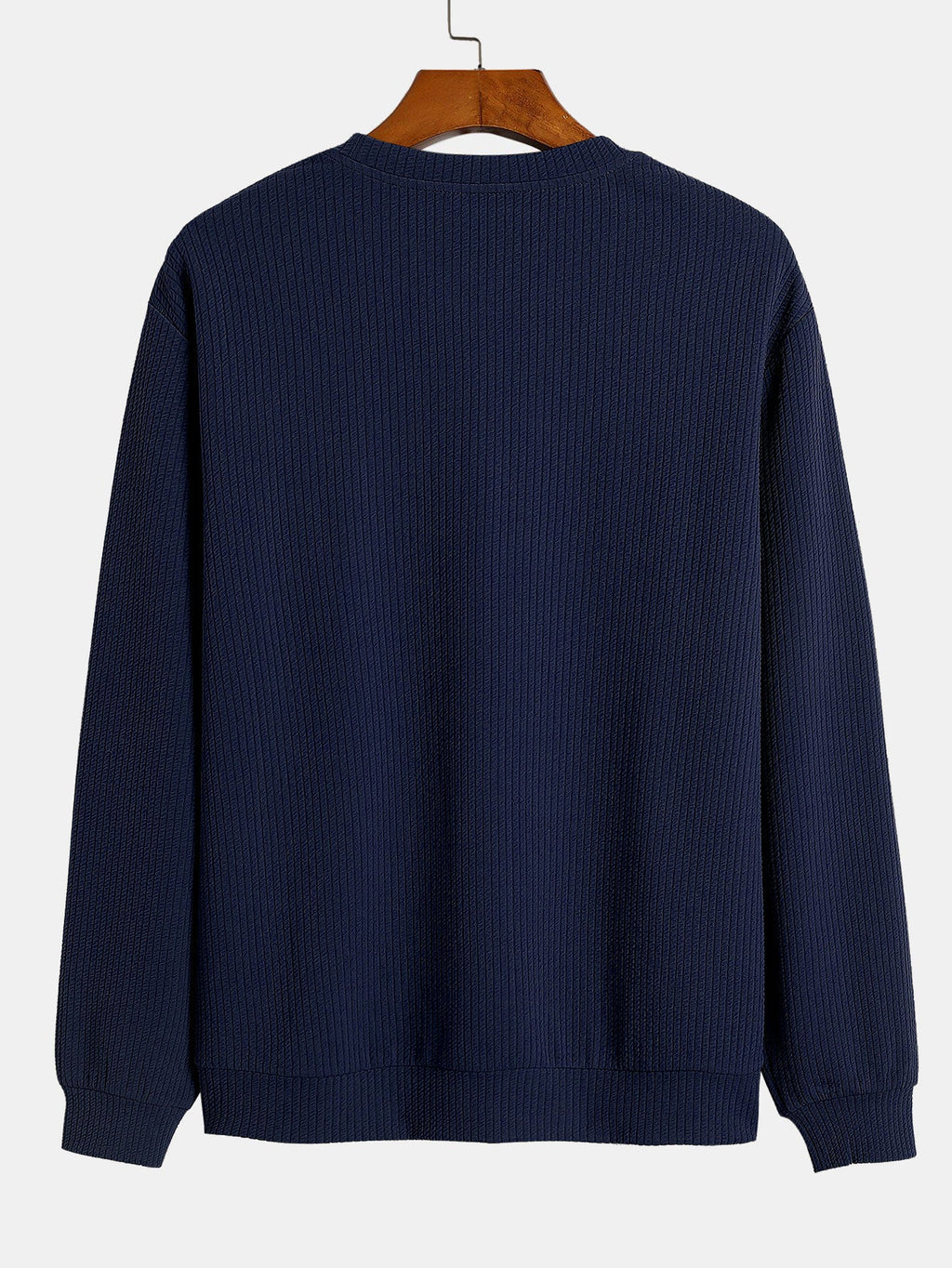 Ribbed Textured Crew Neck Sweatshirt