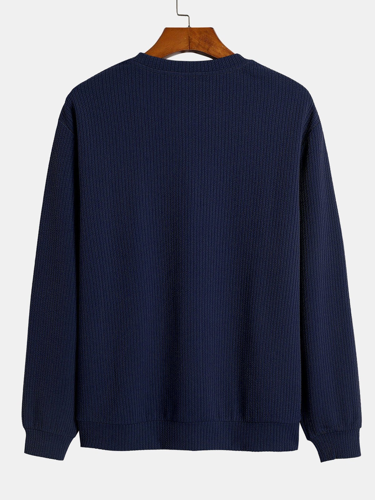 Ribbed Textured Crew Neck Sweatshirt