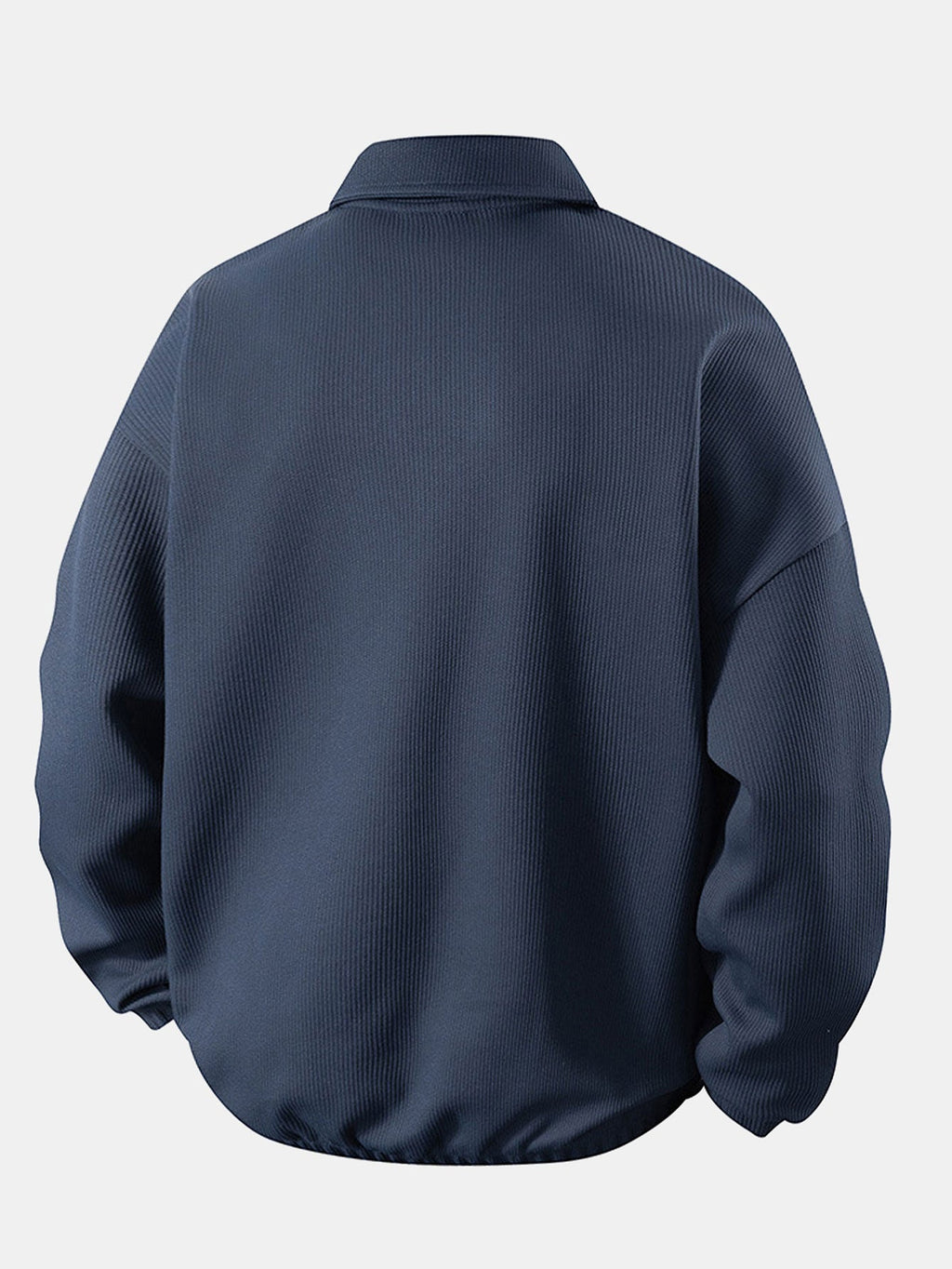 Relax Fit Wffle V Neck Polo Sweatshirt