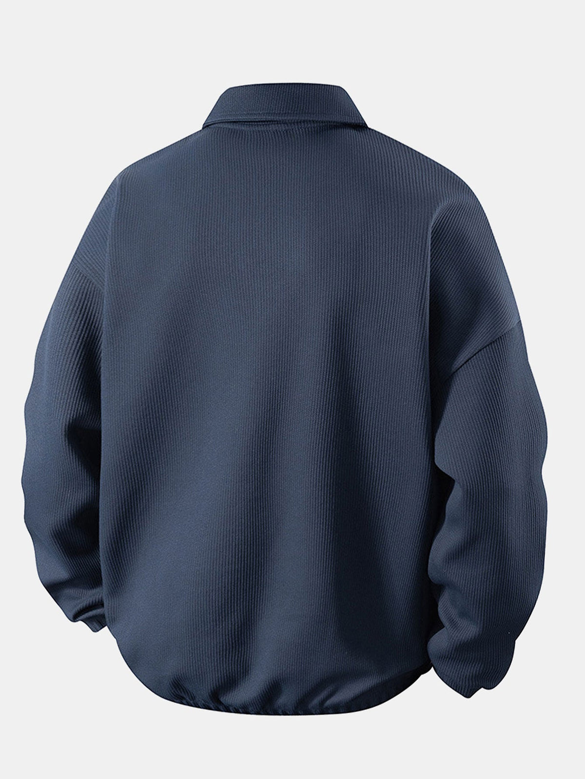 Relax Fit Wffle V Neck Polo Sweatshirt