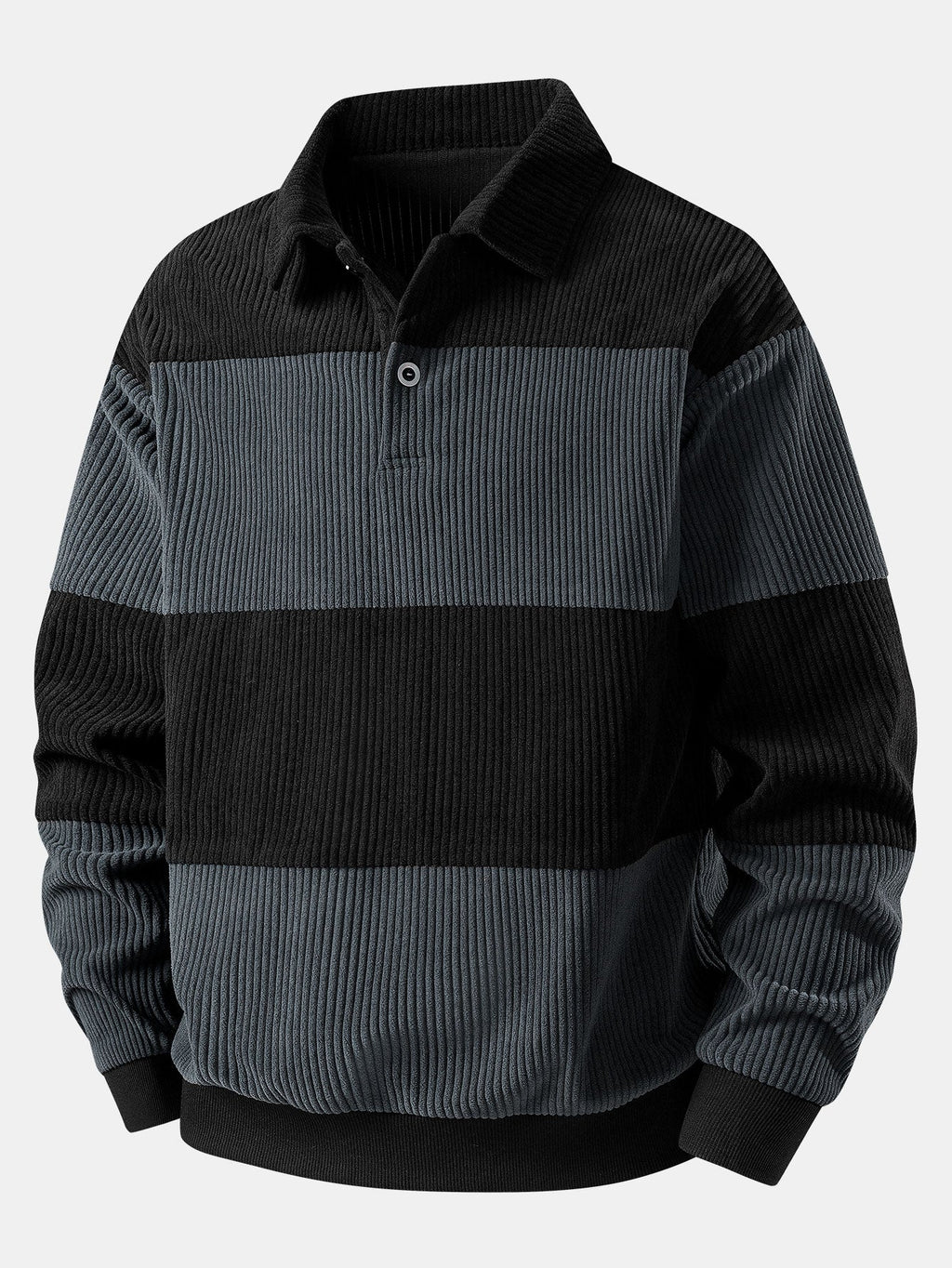 Contrast Corduroy Polo Sweatshirt