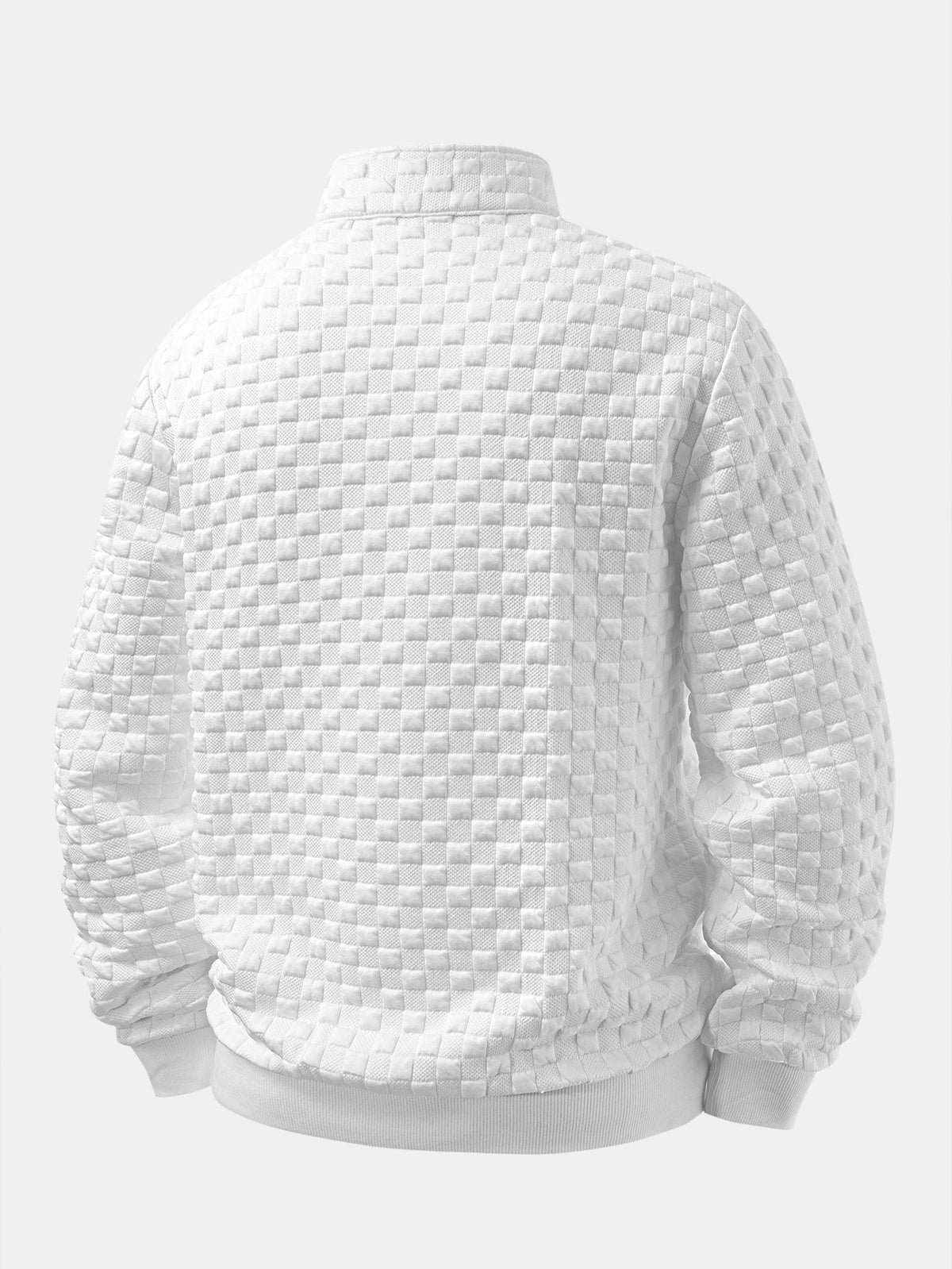 Checkerboard Jacquard Quarter Zip Sweatshirt