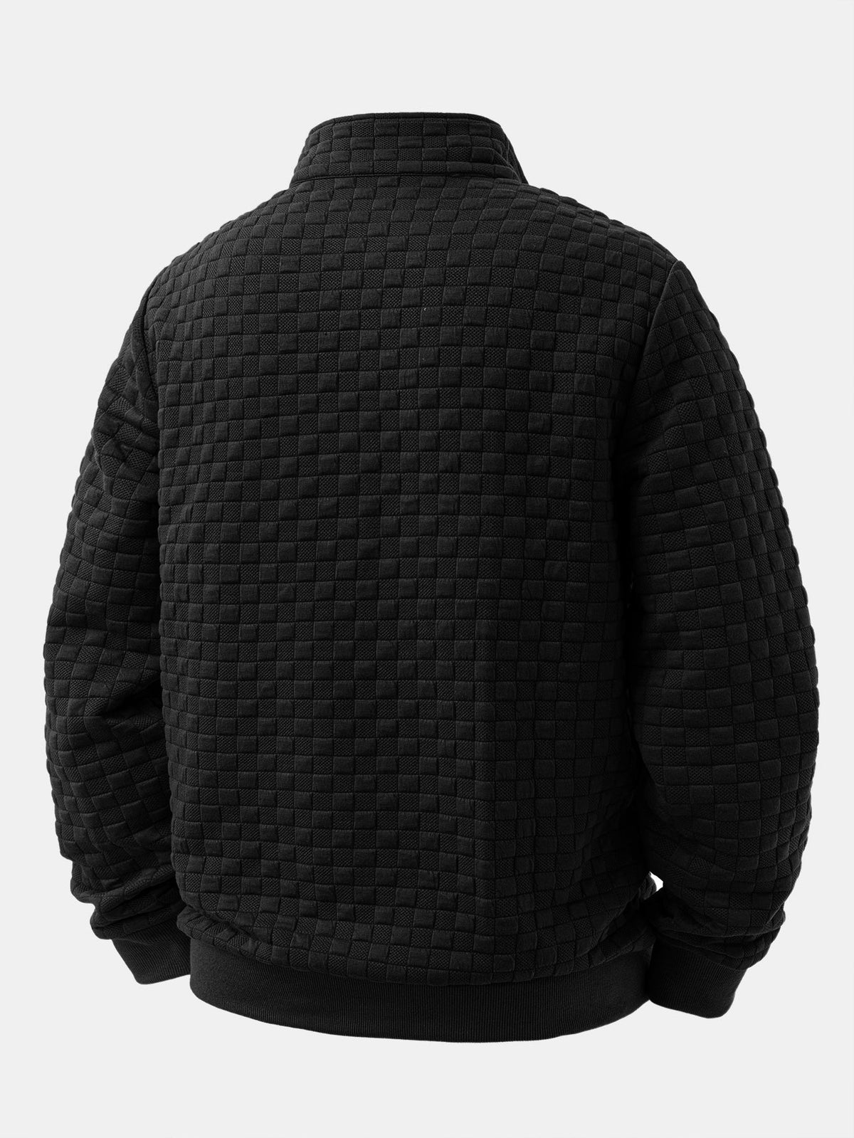 Checkerboard Jacquard Quarter Zip Sweatshirt