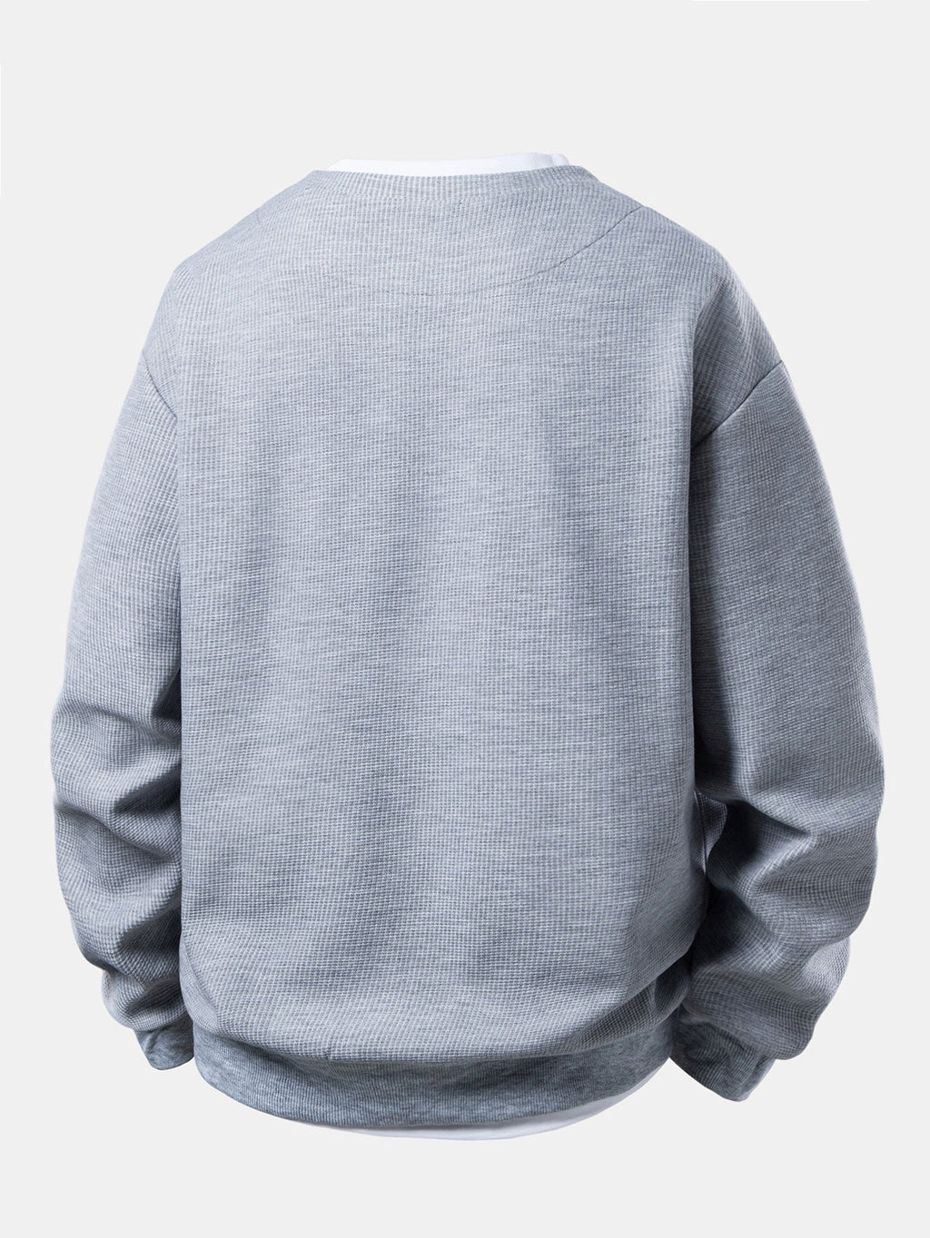 2 In 1 Waffle Notched Collar Sweatshirt
