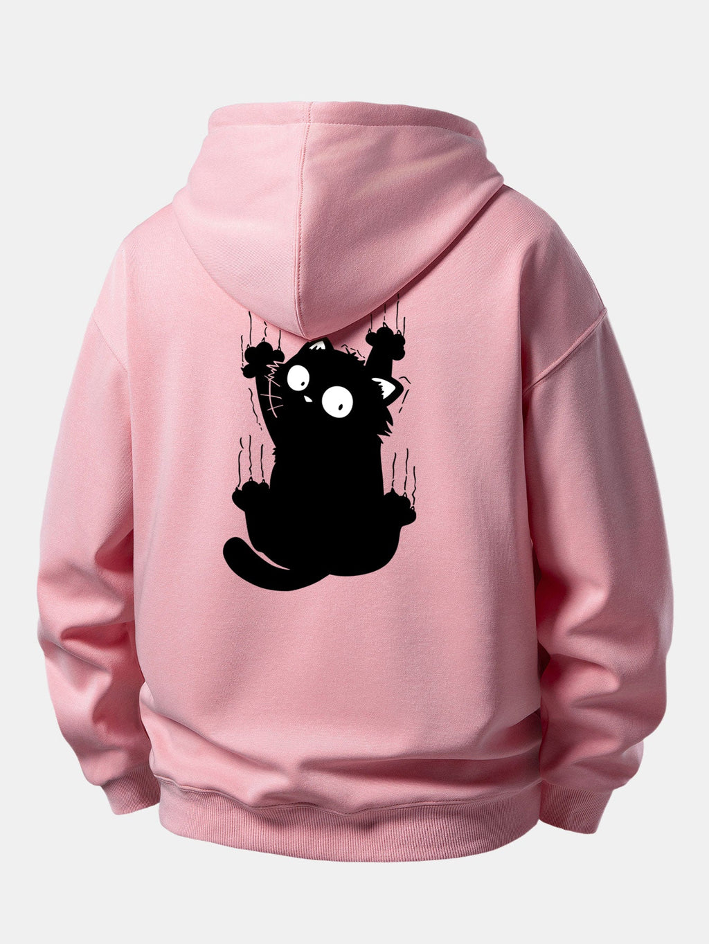 Sweat à capuche coupe décontractée imprimé Chat noir