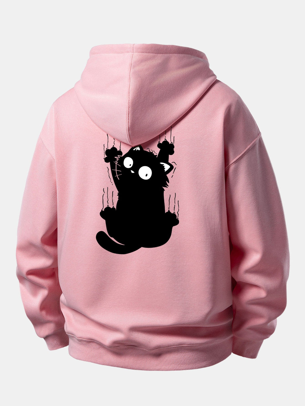 Sweat à capuche coupe décontractée imprimé Chat noir