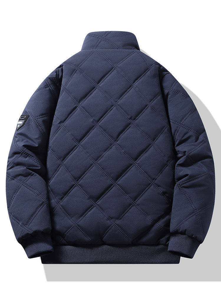 Faux Fur Lined Quilted Stand Collar Jacket