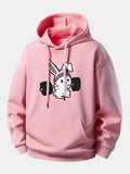 Fitness Rabbit Print Relax Fit Hoodie