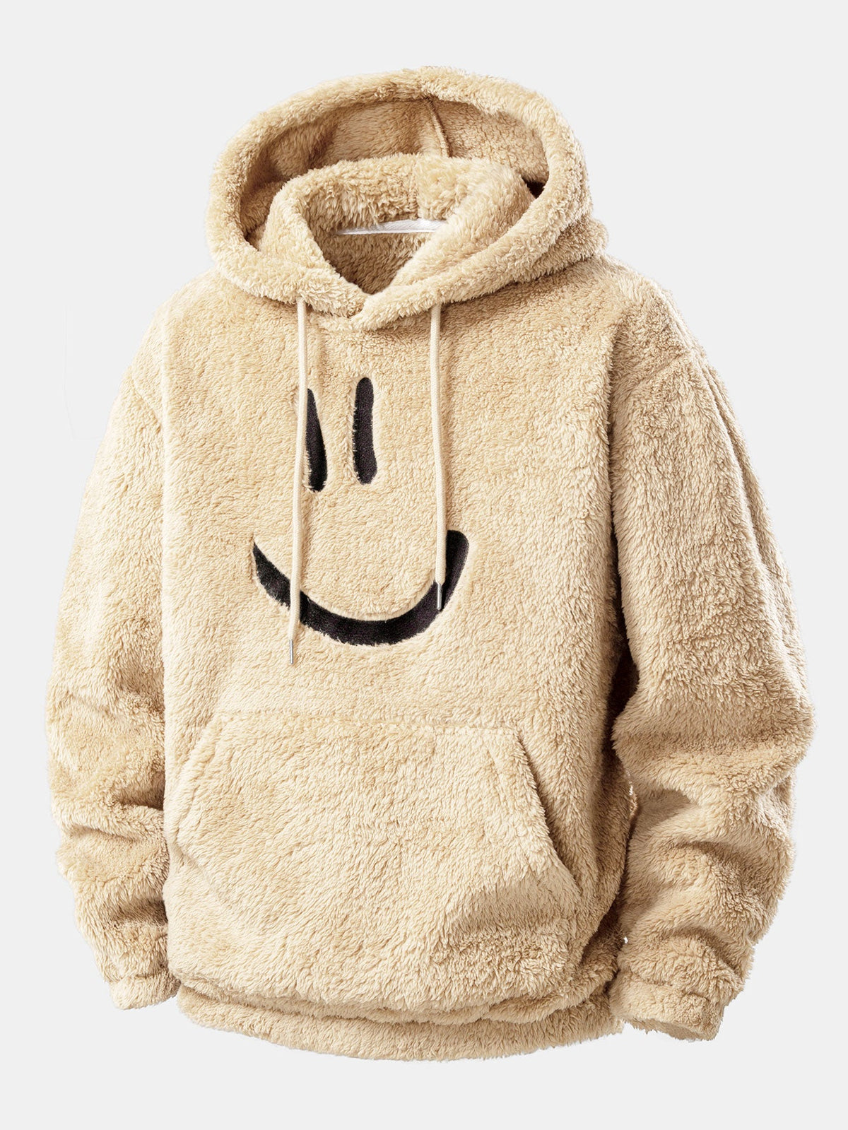 3 Pieces Smiley Face Embroidered Teddy Hoodie