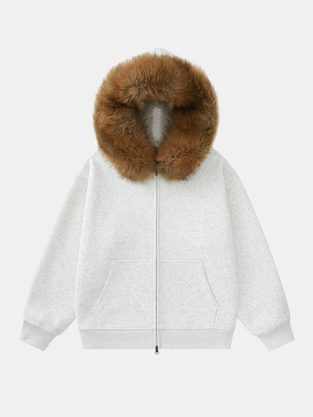 Sudadera con cremallera y ribete de piel sintética
