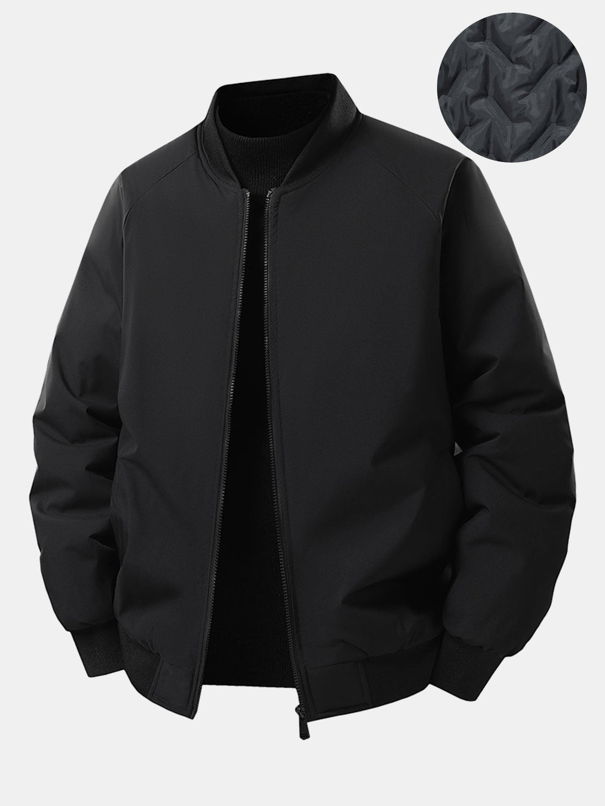 Padded Lining Zip-Up Bomber Jacket