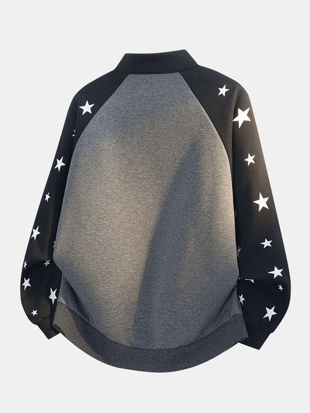 Star Print Quarter Zip Raglan-Seeve Sweatshirt