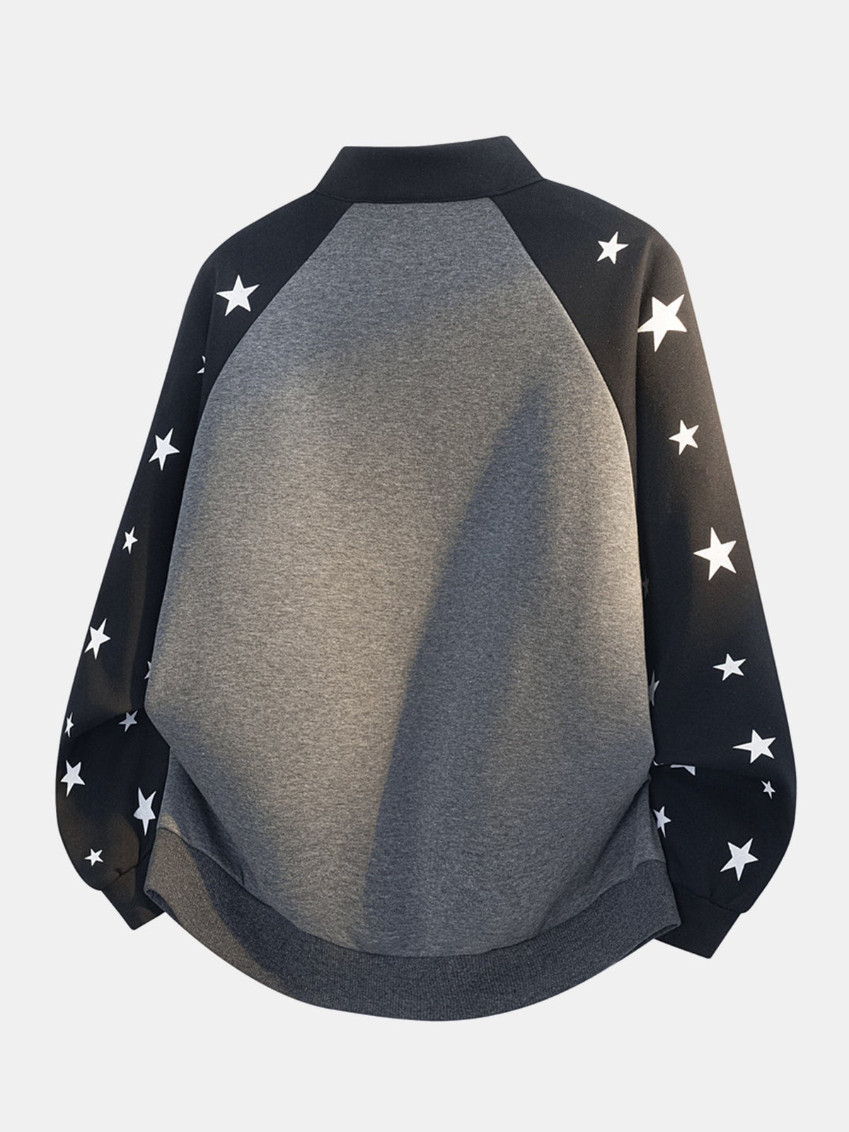Star Print Quarter Zip Raglan-Seeve Sweatshirt