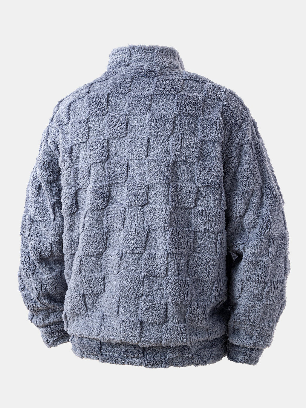 Chessboard Jacquard Teddy Quarter Zip Sweatshirt