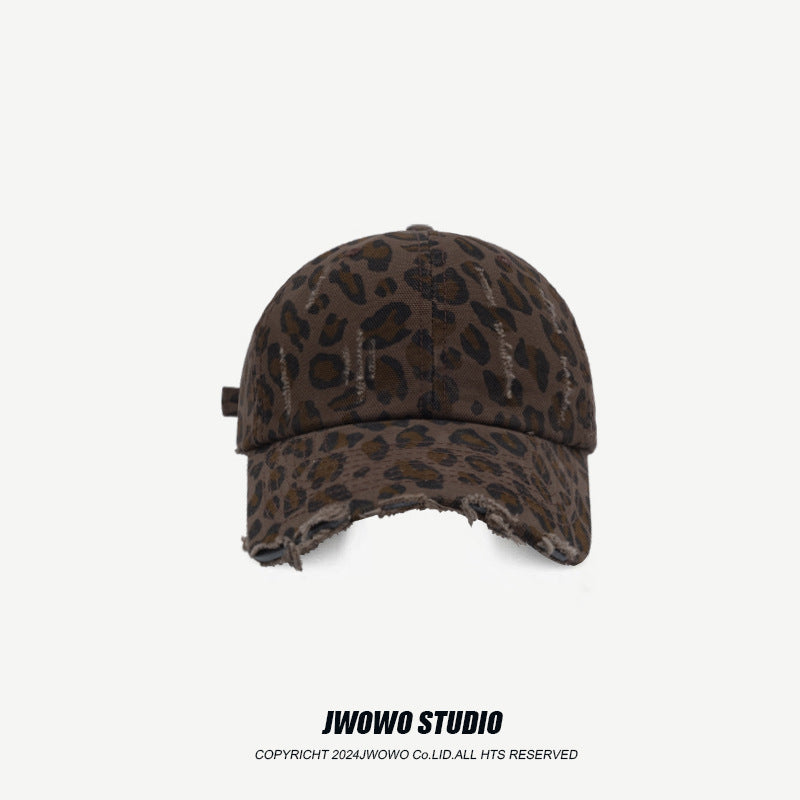 Levert Leopard Print Cotton Peaked Cap