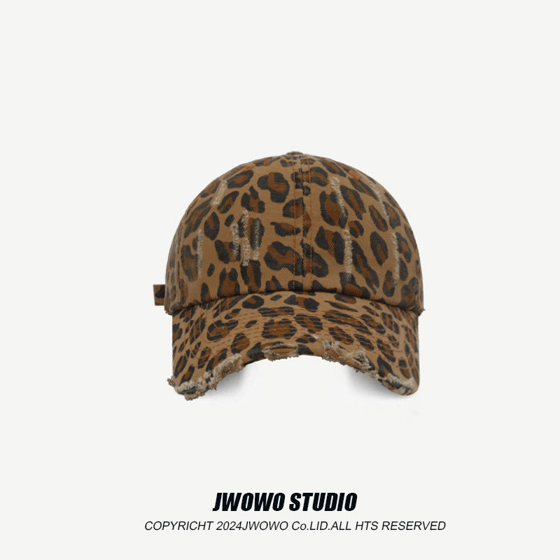 Levert Leopard Print Cotton Peaked Cap