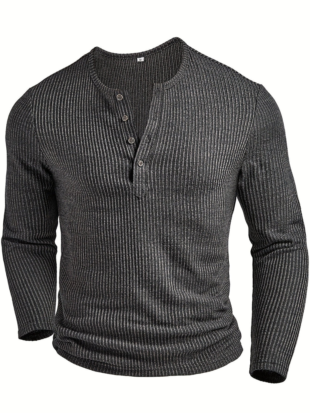 Malcolm | Ribbed Long-Sleeve Henley Shirt