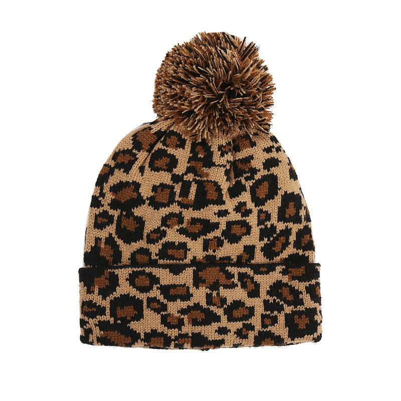Perkins Wool Leopard Knit Hat with Flat Brim