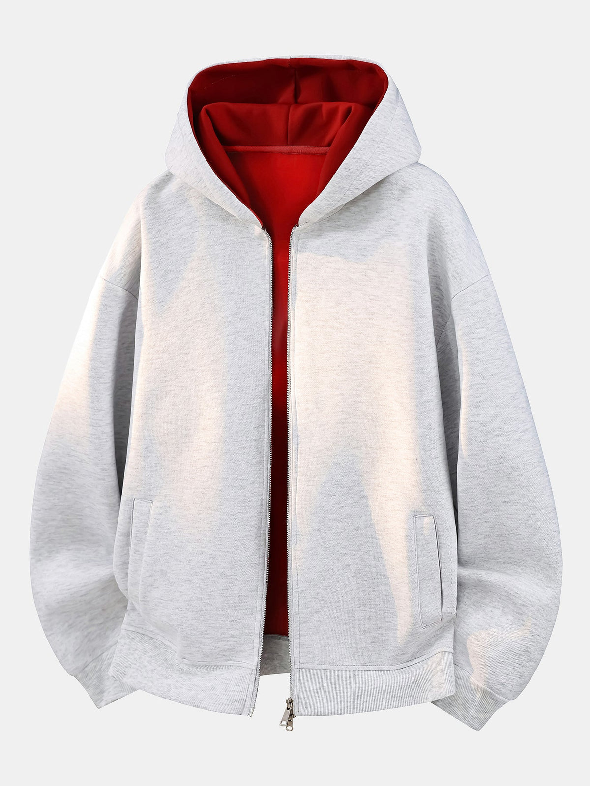 Contrast Lined Full Zip Hoodie