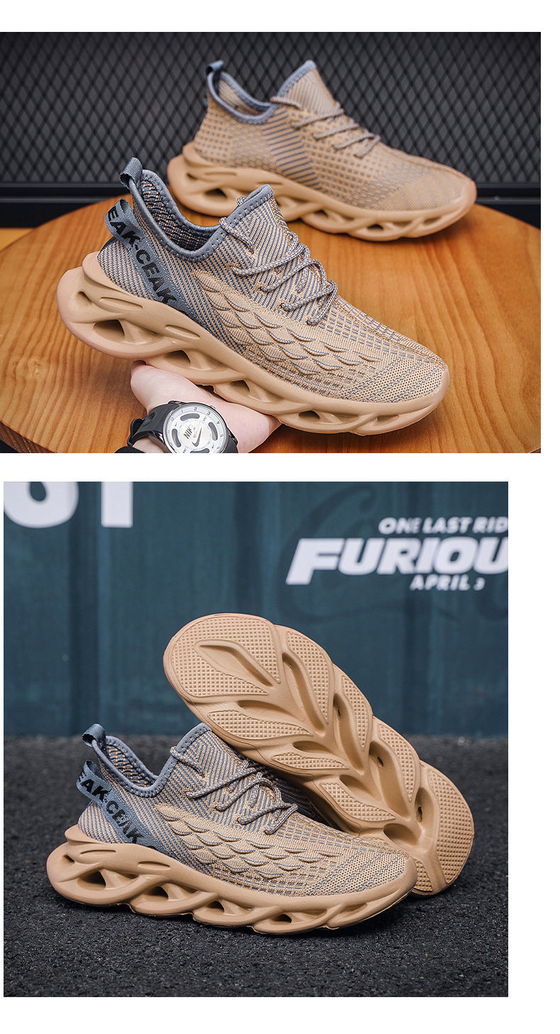 Flyknit Mesh Sneakers For Men Lightweight Breathable Athletic Design Shoes
