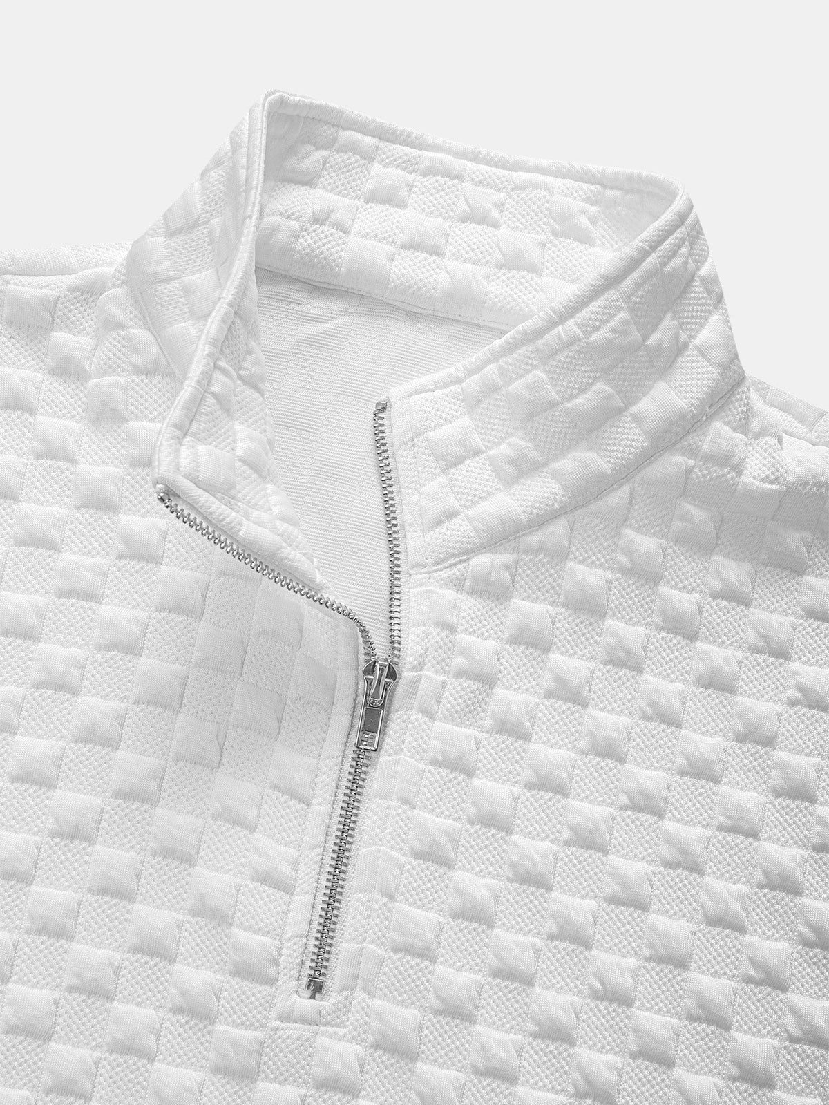Checkerboard Jacquard Quarter Zip Sweatshirt
