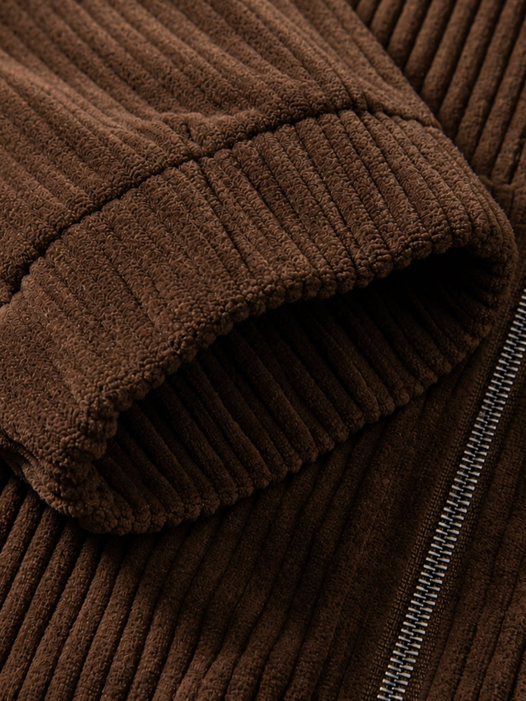 Relaxed Fit Corduroy Zip-Up Hooded Jacket