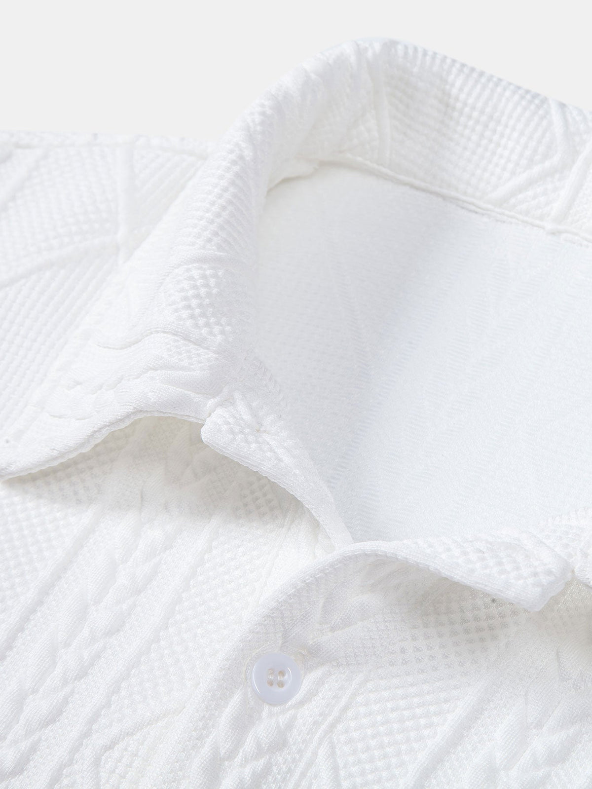 Geometric Jacquard Polo Collar Sweatshirt