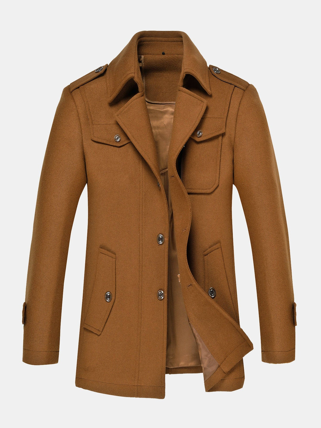 Double Layer Detachable Neck Woolen Coat