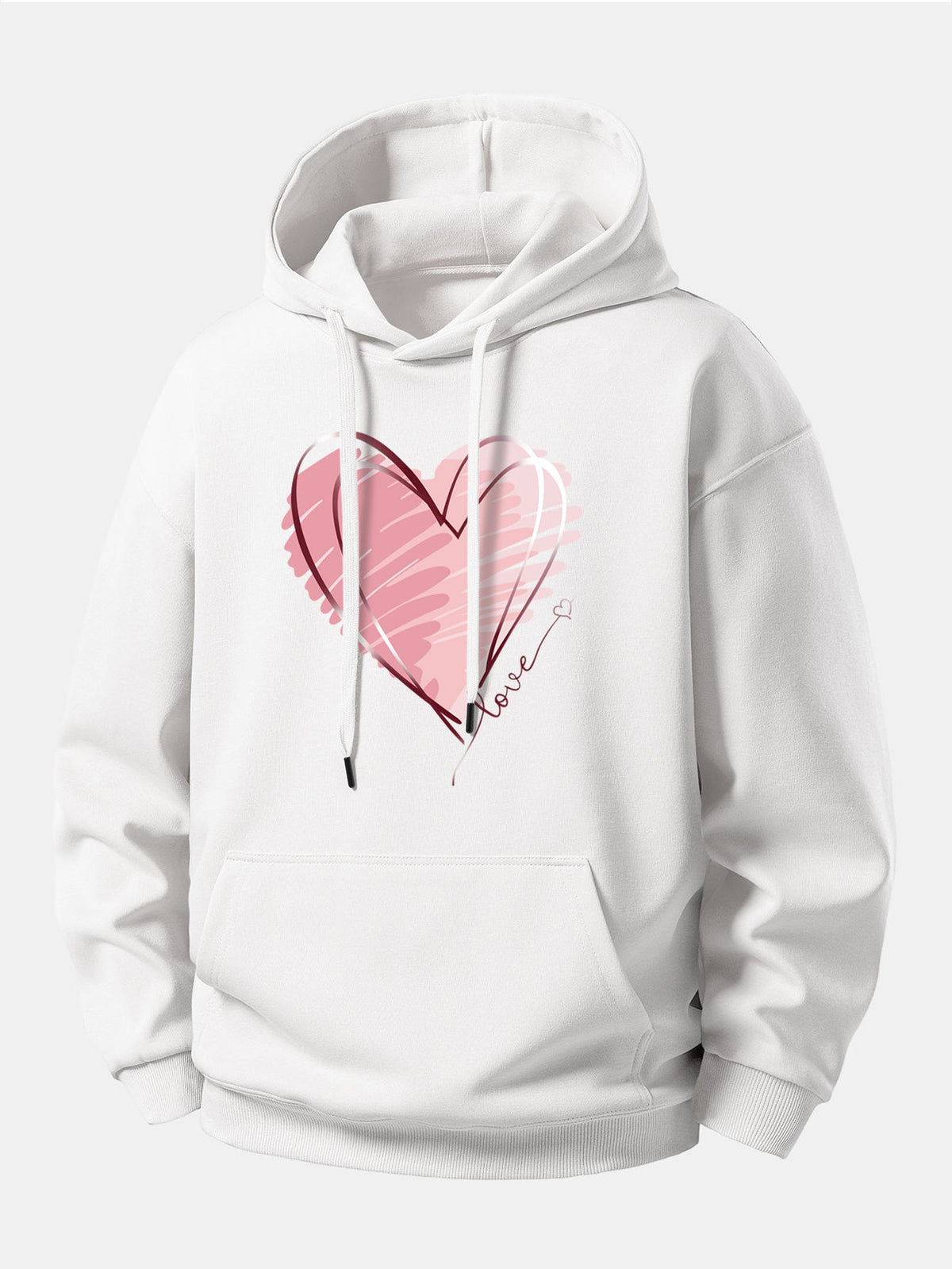Sweat à capuche coupe décontractée à motif cœurs griffonnés