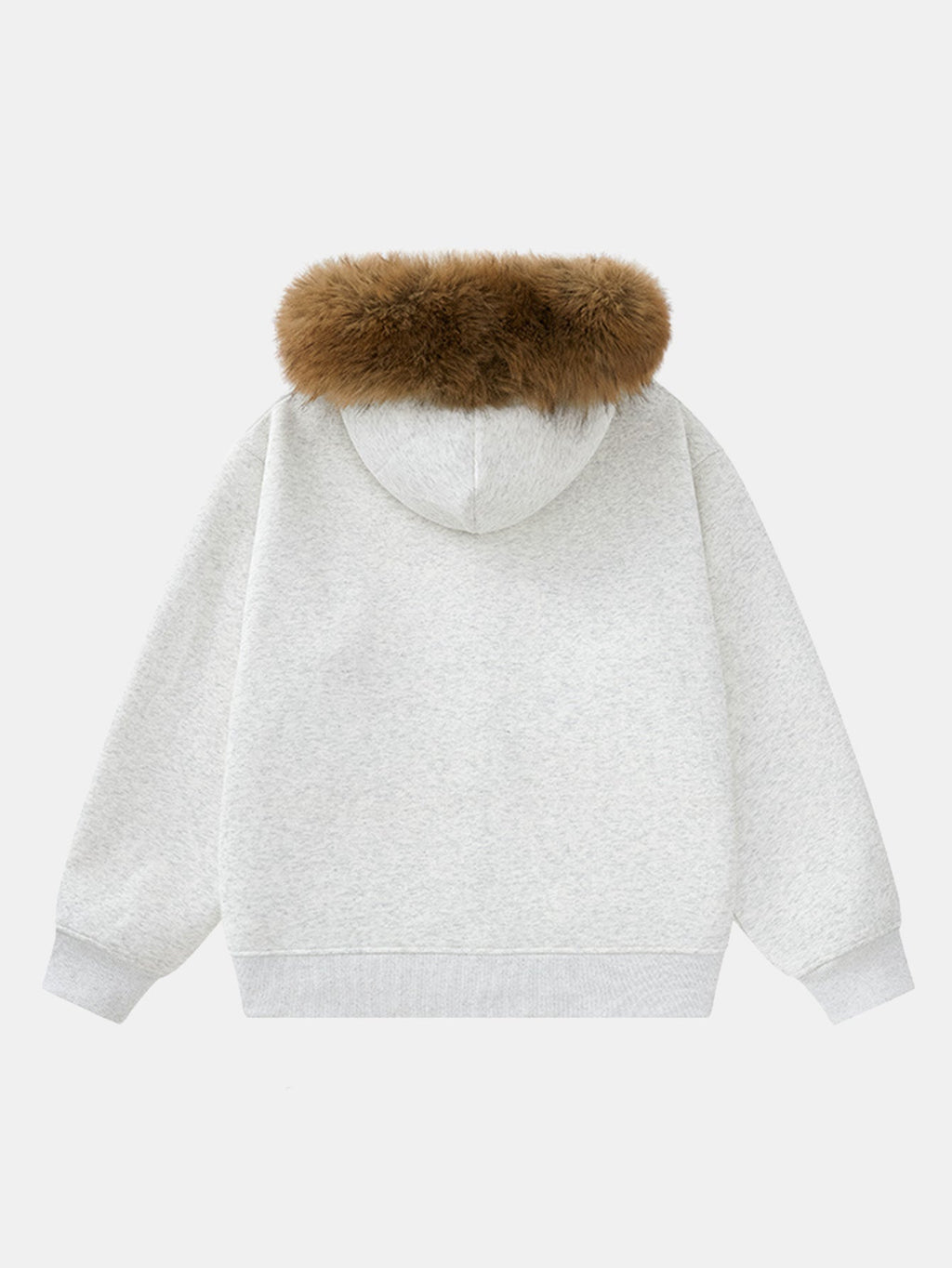 Sudadera con cremallera y ribete de piel sintética