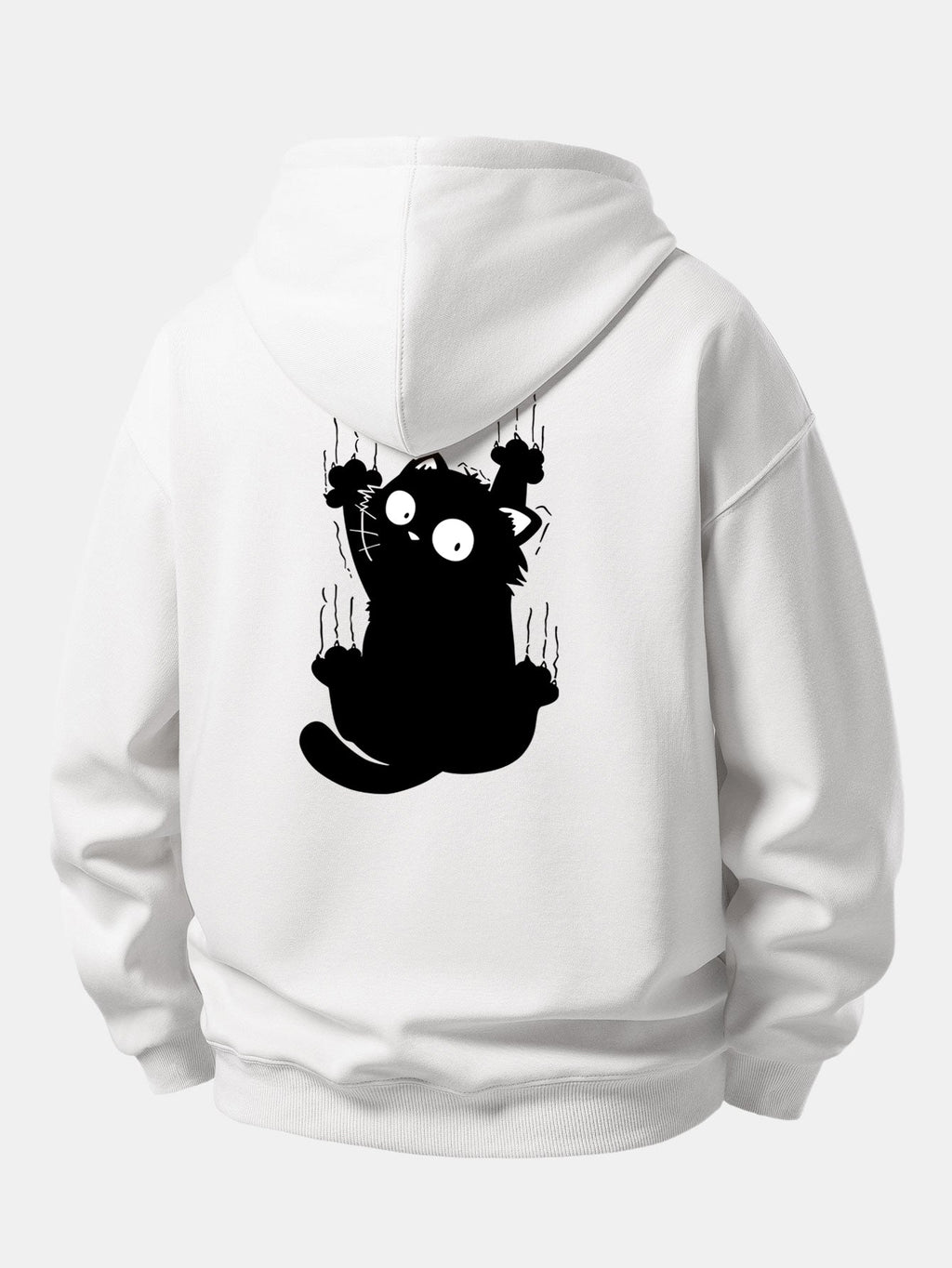 Sweat à capuche coupe décontractée imprimé Chat noir