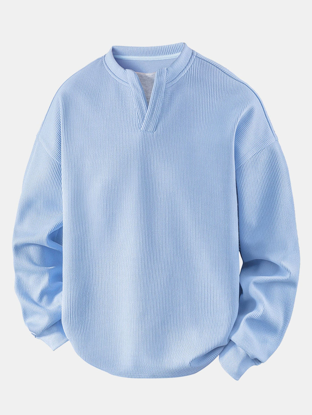 Relax Fit Waffle V Neck Sweatshirt