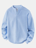 Relax Fit Waffle V Neck Sweatshirt