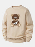 Stripe Bear Print Relax Fit Sweatshirt