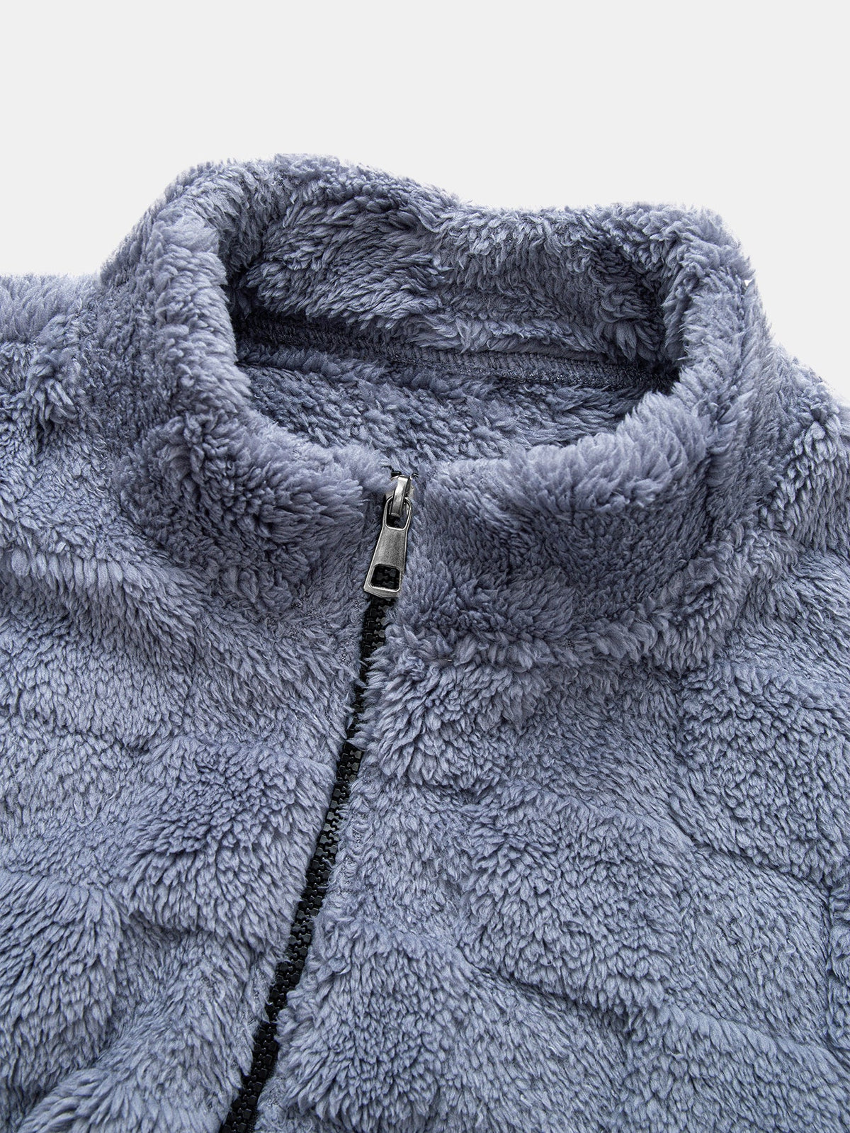 Chessboard Jacquard Teddy Quarter Zip Sweatshirt