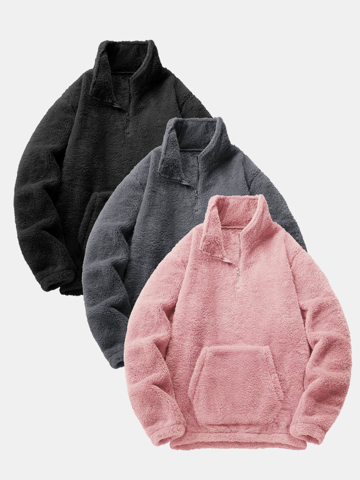 3 Pieces Quarter Zip Teddy Sweatshirts