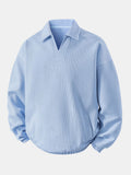 Relax Fit Wffle V Neck Polo Sweatshirt