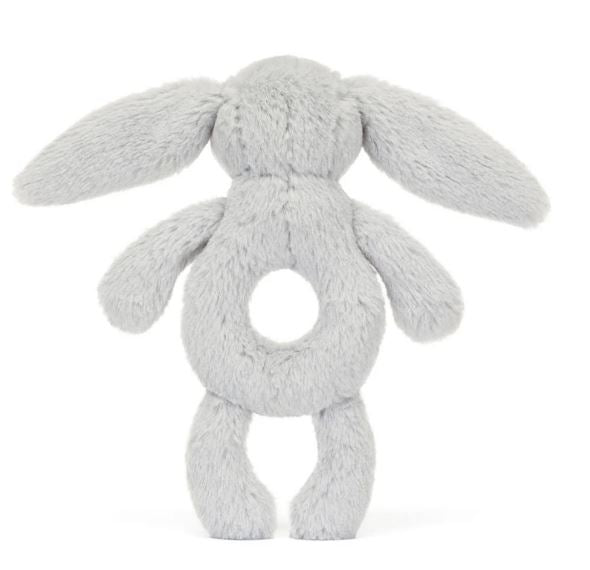 Hochet anneau Jellycat Lapin Bashful argenté 18 cm