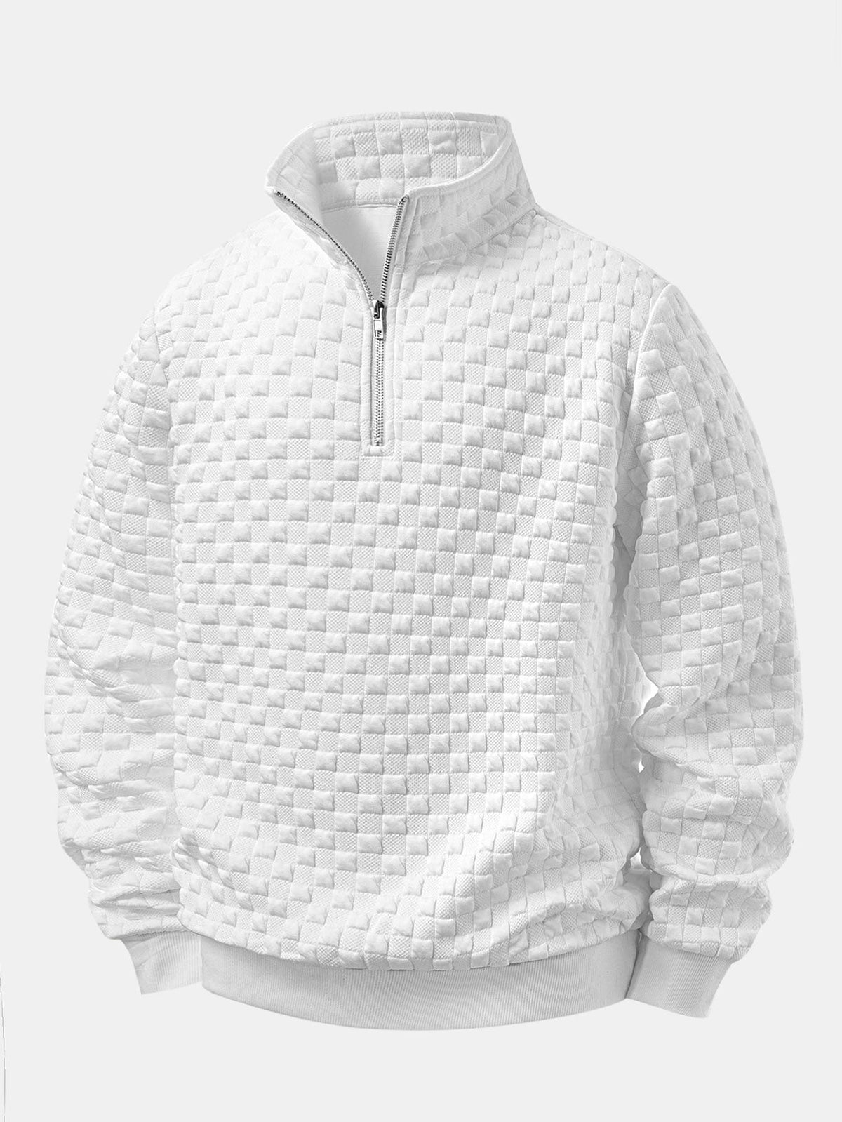 Checkerboard Jacquard Quarter Zip Sweatshirt