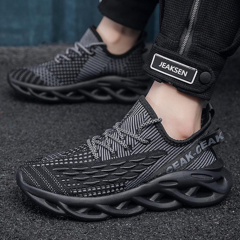 Flyknit Mesh Sneakers For Men Lightweight Breathable Athletic Design Shoes